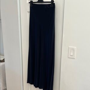 Quince Elegant Navy Blue Silk Maxi Skirt
